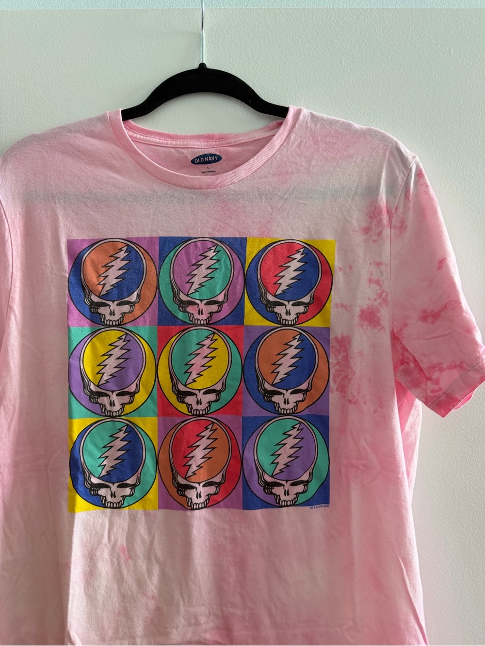 NWOT 100% cotton Old Navy Pink Tie-Dye Grateful Dead Graphic Tee
